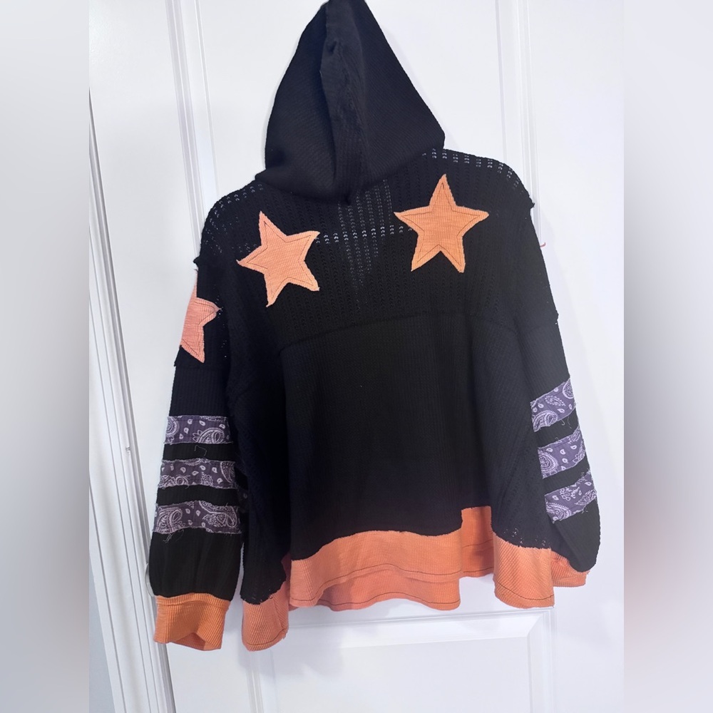 POL Orange Star Patchwork Thermal Hoodie - NWOT Size Small - Picture 4 of 5